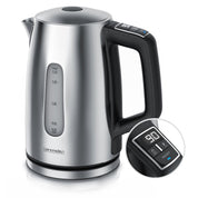 Arendo - Wasserkocher mit Temperatureinstellung - Edelstahl - Temperaturauswahl 35°C bis 100°C – LED Display – Warmhaltefunktion – One-Touch Deckelöffnung – Sichtfenster für Wasserskala