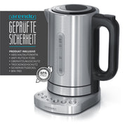 3000 Watt Edelstahl Wasserkocher mit Temperaturstufen - 4 wählbare Temperatureinstellungen - Warmhaltefunktion 30min - 3000W Leistungsaufnahme Schnellkoch Wasserkocher - integrierter Kalkfilter