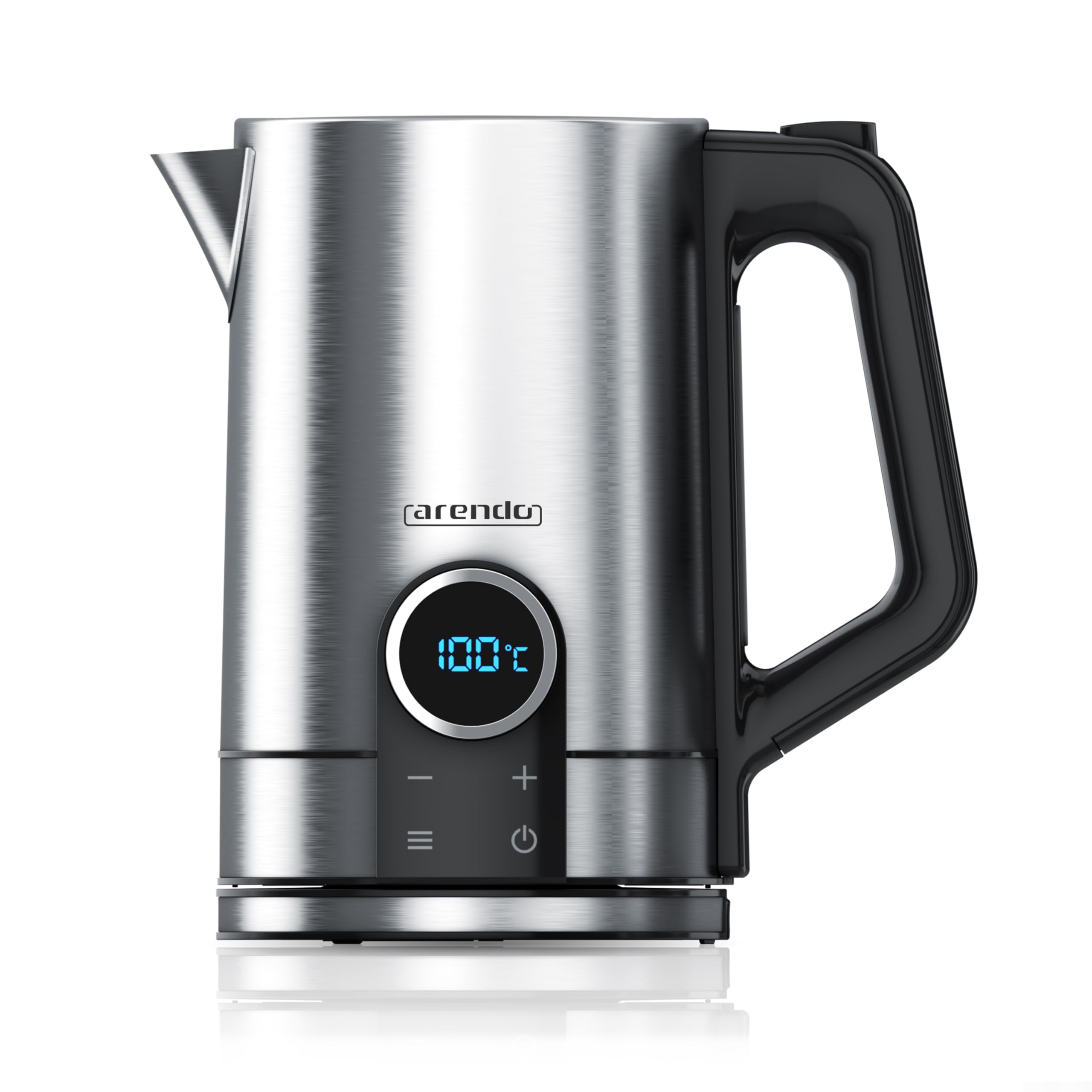 Arendo - Wasserkocher mit Temperatureinstellung - Edelstahl - Temperaturauswahl 40-100 Grad - LED Display - 1,7 Liter - 2200 W - Teekocher mit Temperaturanzeige - GS