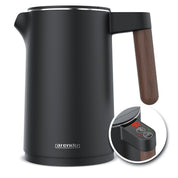 Arendo - Wasserkocher Edelstahl mit Temperatureinstellung - 45°C-100°C - 1.5 Liter - Doppelwand - BPA frei - Warmhaltefunktion - Teekocher mit Temperaturanzeige - Griff Cool Touch - Schwarz