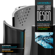 Arendo - digitaler Wasserkocher mit Temperatureinstellung - Edelstahl - Doppelwand Design Cool Touch - Display im Gehäuse - Kabellos - 2200 W - 1,7L – Überhitzungsschutz – Warmhaltefunktion – schwarz
