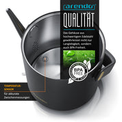 Arendo - Edelstahl Wasserkocher mit Temperatureinstellung - 40° bis 100° - Warmhaltefunktion 30 Minuten – 0,5 Liter – Sensortasten – 360° Basis – Retro Design - Schwarz