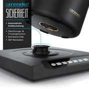 Arendo - Edelstahl Wasserkocher mit Temperatureinstellung - 40° bis 100° - Warmhaltefunktion 30 Minuten – 0,5 Liter – Sensortasten – 360° Basis – Retro Design - Schwarz