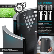 Arendo - Wasserkocher mit Toaster SET Edelstahl Cool Grey, Wasserkocher 1,5L 40°-100°C Warmhaltefunktion Toaster 2 Scheiben LED-Display 6 Bräunungsgrade Brötchaufsatz