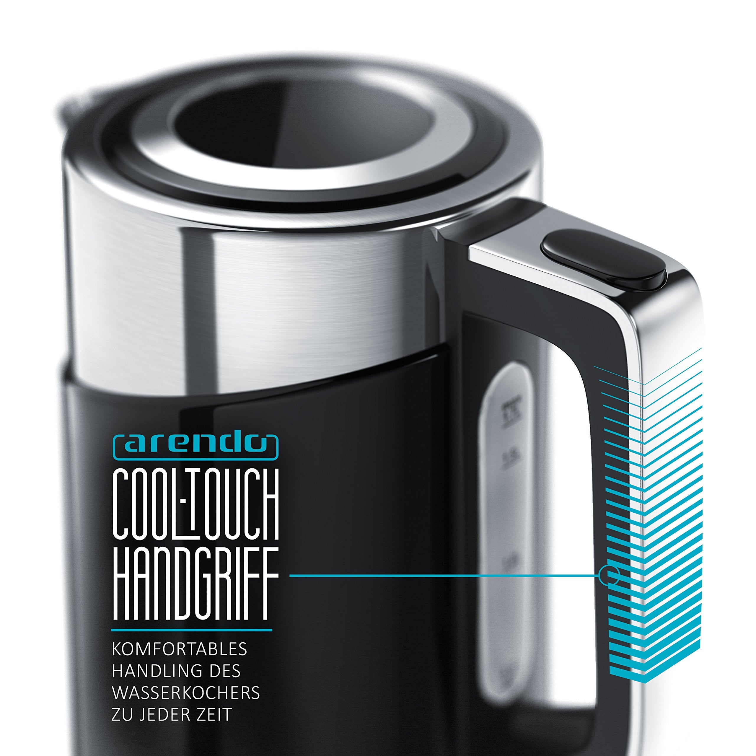 Arendo - Turbo Edelstahl Wasserkocher mit Temperatureinstellung 3000 Watt - Digitale Basisstation - 4 wählbare Temperaturstufen inkl. Warmhaltefunktion - 3000W Schnellkoch Teekocher